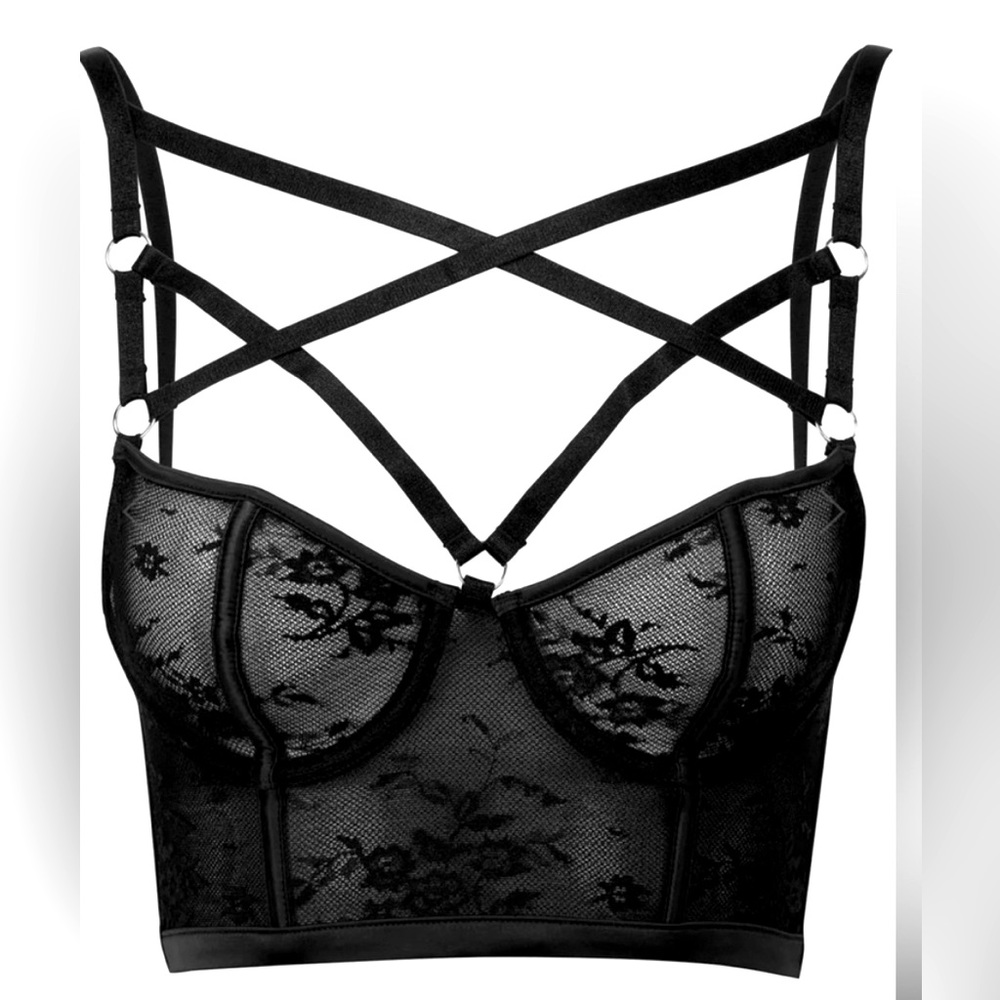 Black Lace Strappy Bralette